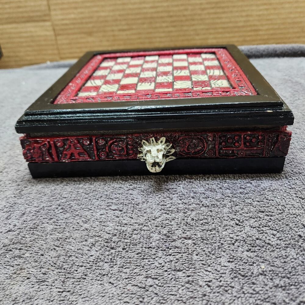 Miniature Mayan Cabinet Chess set with Drawer Complete X